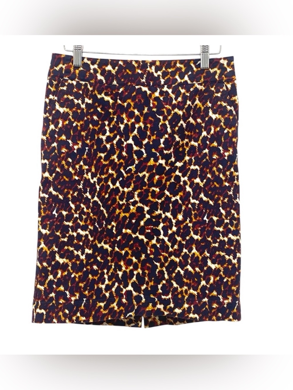 Merona Navy Blue Orange Pink Animal Print Pencil Skirt - NWOT - Size 2